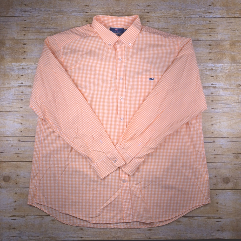 Vineyard Vines Men's Orange Gingham Shirt XXL - Picture 3 of 3